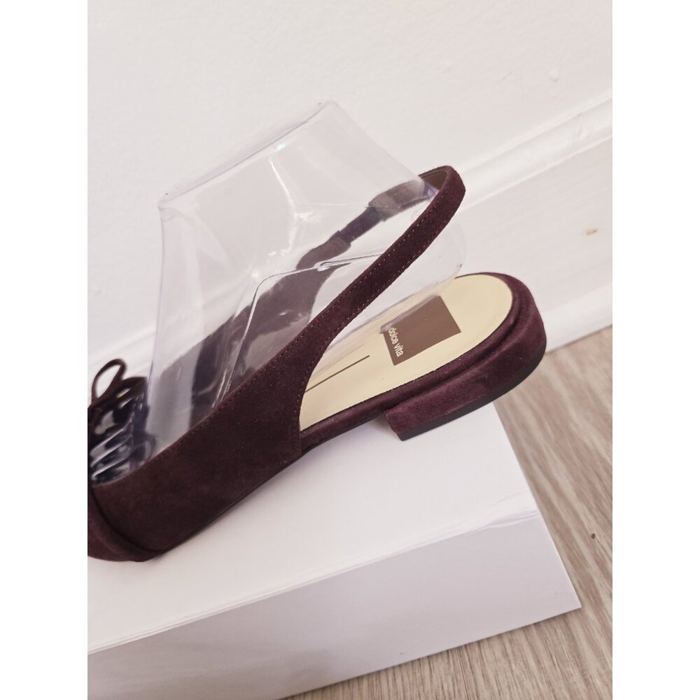 Dolce Vita Payge Pointed Toe Slingback Flats 10 Bow Suede Leather Burgundy Red - Picture 11 of 12